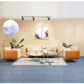 Light luxury china factory price new model office upholstered golden commercial office sofa set