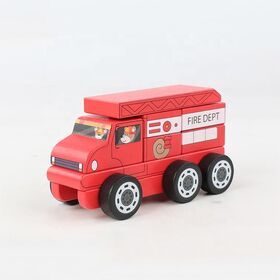 Hot Selling Construction Vehicles Children'S Fire Education Wooden Fire Truck Toys