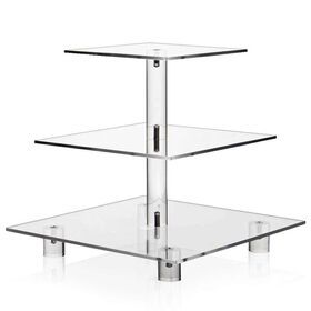 Clear Acrylic 3 Tiers Square Cupcake Stand Dessert Display Stand Holder