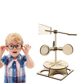 Amazon hot selling products  Wind vane  Science Engineering other educational Diy 3D STEM Wooden Puzzle  Kit Science STEM toys