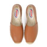 OEM Custom Comfortable Breathable Leather Espadrilles Slip-on Ladies Flat