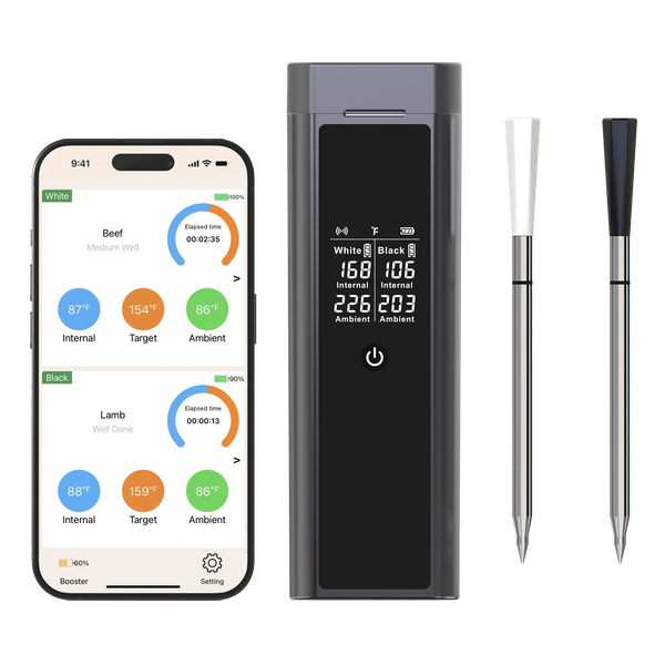 IP67 Waterproof Wireless Smart Thermometer with Dual Probe Digital Meat Thermometer for Kitchen Food Cooking Outdoor BBQ GRILL