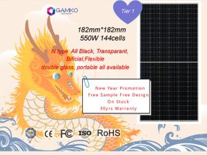 Jinko/Longi/Trina/Tongwei Tier1 550W Solar Panel for Jinko Bifacial Transparant 5W-800W Available