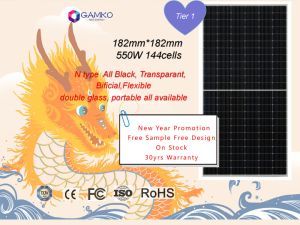 Jinko/Longi/Trina/Tongwei Tier1 550W Solar Panel for Jinko Bifacial Transparant 5W-800W Available