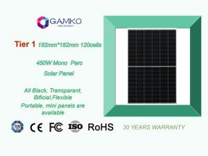 450W Mono Solar Panel with Solar Module Half Cell Sliver Topcon Allblack