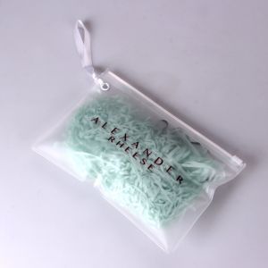 Custom Plastic Packaging Zip Lock Bags for Cosmetics with Ribbon Handle