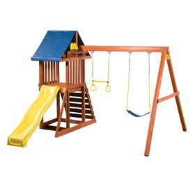 Tower Fort Play - Wooden Swing Set Outdoor Playground Play Set 2022 Hot Sale for Kid's Happy
