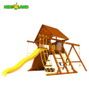 Children Wooden Baby Backyard School Play Slide Swing Outdoor Playground Set