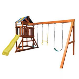 George′s Watchtower - Outdoor Wooden Swing Set Playground with Aceessories