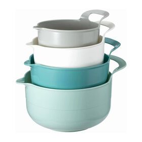 High Quality Supermarket Eco friendly Fruit Vegetable Storage 4 Sizes Mixing Plastic Salad Bowls Sets with HandlePopular