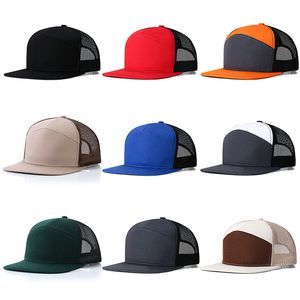 Customized 7-Piece Cloth Mesh Truck Hat Breathable Visor Baseball Cap