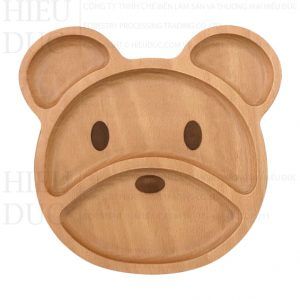 Bear-Shaped Wooden Baby Plate