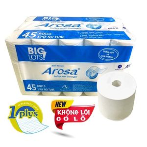 Arosa 1-ply toilet paper packed in 45 rolls