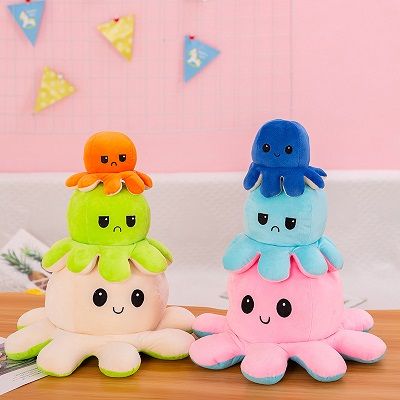 Double-sided flipping octopus plush toy