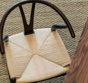Wooden dining chair natural weave