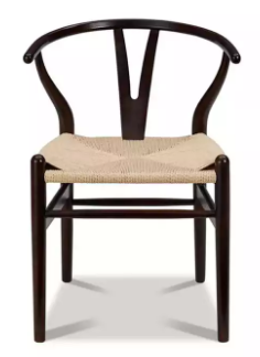 Wooden dining chair natural weave