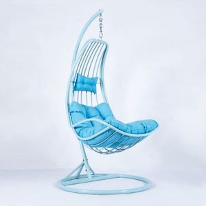 Outdoor rattan light blue swing chair