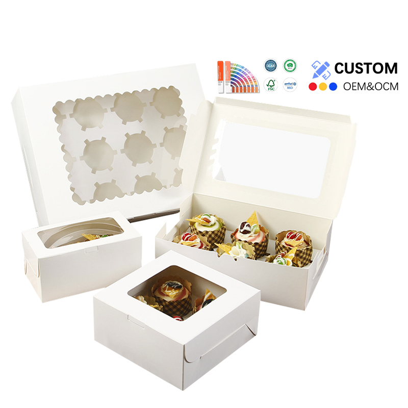 Hot sale Eco Friendly foldable cake box with window disposable wedding Pastry bakery packaging box