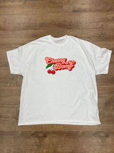 Wholesale White Cherry Bomb Printed Oversized T-Shirt