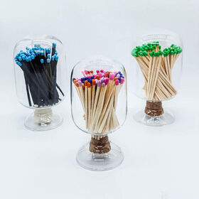 Anyang Fangzhou Matches Factory Glass Cloche Jar Glass Fireplace Cloche Bottle Matches Fancy Striker Holder Mantel Decorations Striker for Cute Matches