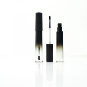 Black gradient circular lip gloss bottle metal brush rod lip gloss tube