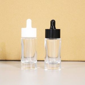 cosmetic dropper bottle 30ml Flat shoulder serum oils glass bottle