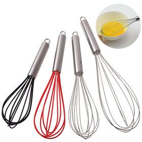 Silicone Stainless Steel Egg Beater for Baking Balloon Shape Manual Egg Whisk Egg Cream Stirring Stick