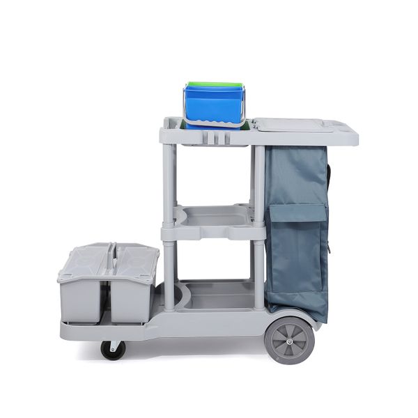 China Factory Wholesales Housekeeping Industrial Service Cleaning Carts Essential Tool Cart for Cleaning Supplies