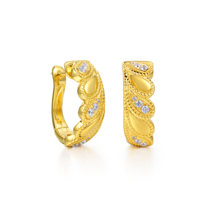 Vintage 18k Gold Plating Jewelry For Women Wedding Weaving Pattern Earrings With Diamond Inlay