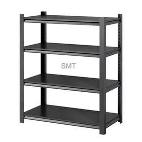 Metal slotted shelf cheap black 5-layer bolt free shelf angle steel light industrial warehouse shelf