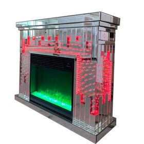 mirrored furniture Crushed Diamond Electric Mirror  Fireplace with hot wind insert