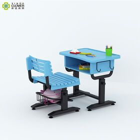 School Furniture Adjustable Student Study Desk and Chair Set for Sale Single Seat Plastic Commercial Furniture Home Office