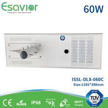 60W ESAVIOR All in one Integrated Solar Street Sensor Smart Light CE RoHS TUV IP66 certificate