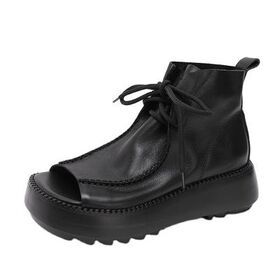 Strapping chunky platform sponge non-slip sandals boots leather retro casual Roman fish mouth spring 2021 women sandals