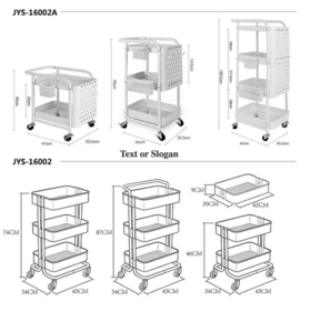 3 Tire Metal Rolling Wheels Baskets Utility Bathroom Removable Shelves Kitchen Cart Trolley Storage rack
