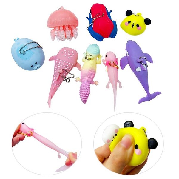 Custom Toy Manufacturer TPR Soft Custom Stress Squeeze Stress Relief Fidget Toy Keychain For Kids