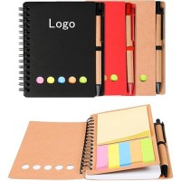 Yiwu Easy Logo Promotion Eco Friendly Spiral Lined Notebook With Ballpoint Pen & Sticky Flags