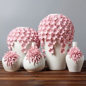 Custom pink flower vase ceramic decoration handmade cute floral creative big vases for centerpieces decor Luxury