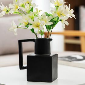Modern simple geometry creative milk jug kettle ceramic large black vase home decoration ceramic ornaments