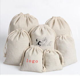 Custom Eco Friendly Organic Muslin Cotton Pouch Promotional Small White Calico Cloth Canvas Drawstring Bag With Logo Printed