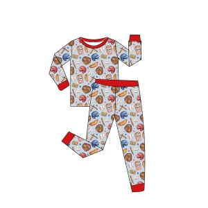 factory sale kids clothes baseball printing bamboo cotton children clothing boutique pajamas spring little boy clothing