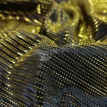 Wholesale Gold Polyester Knit Lurex Mesh Fabric Lined with Satin for Event Decoration