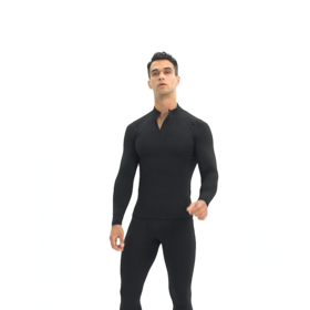 Customize Winter Plus Velvet Warm Training Suit Half Zipper Stand Up Collar Mens Tight Sweatsuit