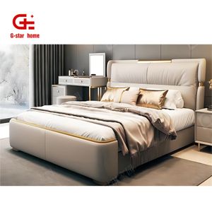 Manufacturer fashion bedroom furniture designer leather light luxury bed king size king size bed