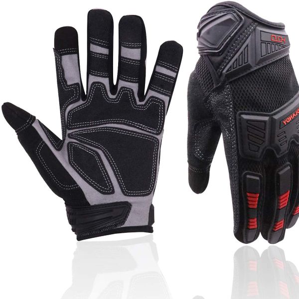 HANDLANDY Full Finger U-wrist Anti Slip Cycling Gloves Mechanic Working Gloves Construction Dirt Bike Anti-slip Grip gloves