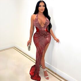 Women's Summer Clothing 2023 Elegant Luxury Sequin Tassel Asymmetrical Dresses Women Party Sexy Rhinestone Lady Glitter Dress
