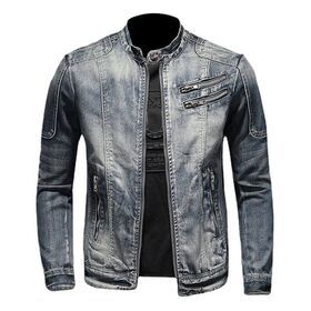 Men's Clothing Casual Stand Collar Denim Jacket Coat Fashion Large Size Trendy Men's Denim Clothing