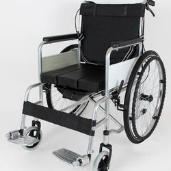 Foldable Rollator Wheelchair Leather Commode Manual Wheelchair for Elderly OEM Rehabilitation Therapy Supplies Black Wheelchair