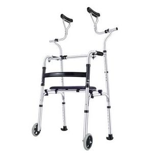 Elderly Walker Aluminum Alloy Standing Frame with Wheels Rehabilitation Auxiliary Equipment Armpit Crutches Walking Aids