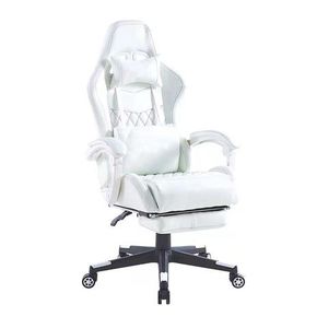 Latest Design Superior Quality Wholesale E-sports High Quality Full White PVC Leather Gaming Chair Sillas Gamer with Footrest